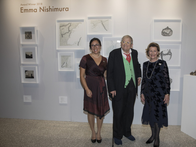 Queen Sonja with Emma Nishimura and David Hockney. Photo: Nina Rangøy / NTB scanpix